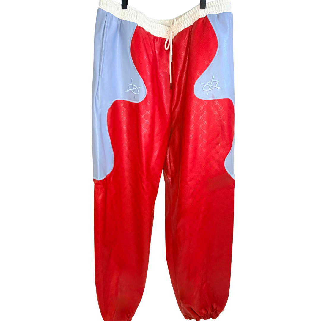 Men's Red & Blue Leather Pants