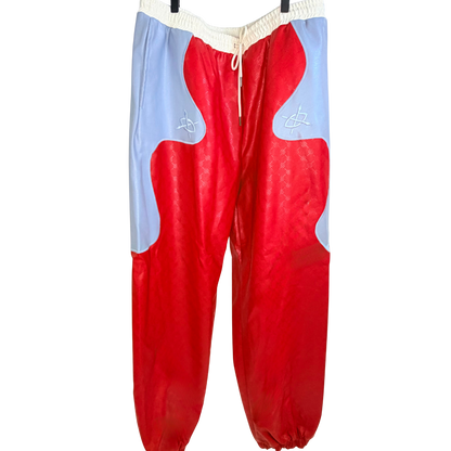 Men's Red & Blue Leather Pants