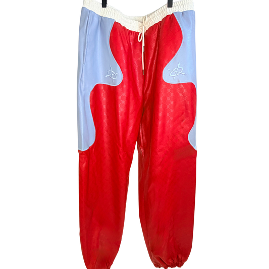 Men's Red & Blue Leather Pants