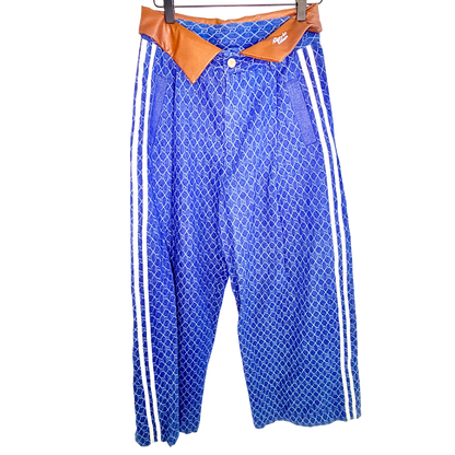 Men's Blue Print Denim with Brown Leather