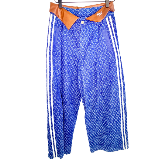 Men's Blue Print Denim with Brown Leather