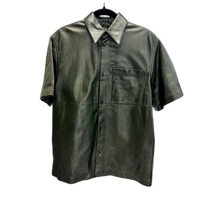 Men's Green Leather Bottega Veneta Archive Button Up