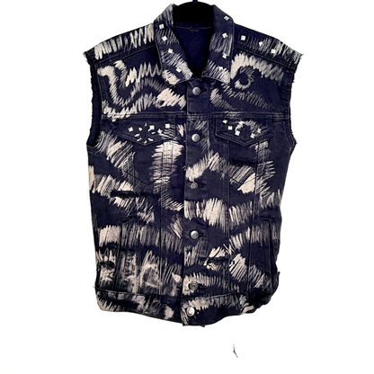 Men's Distressed Black Vest