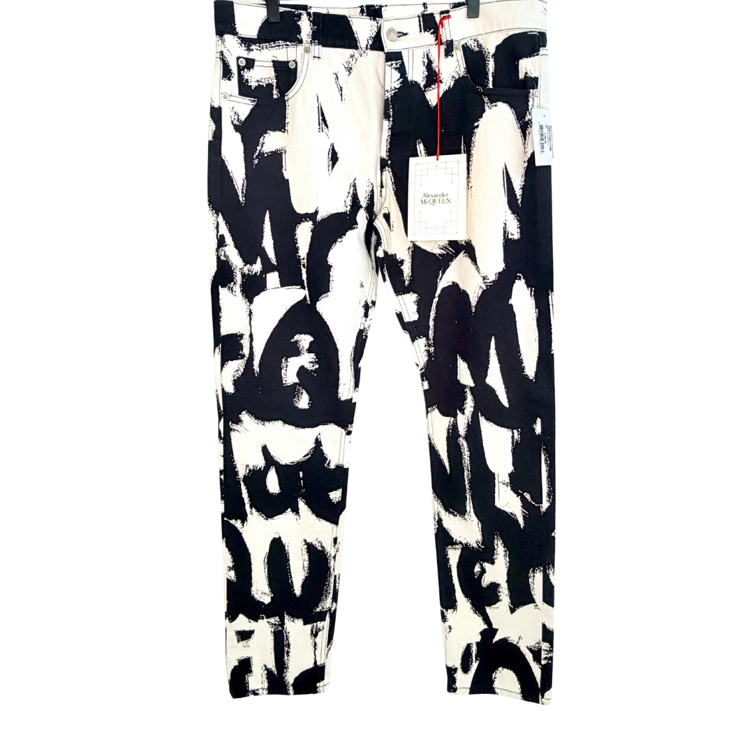 Men's Alexander McQueen White & Black Denim