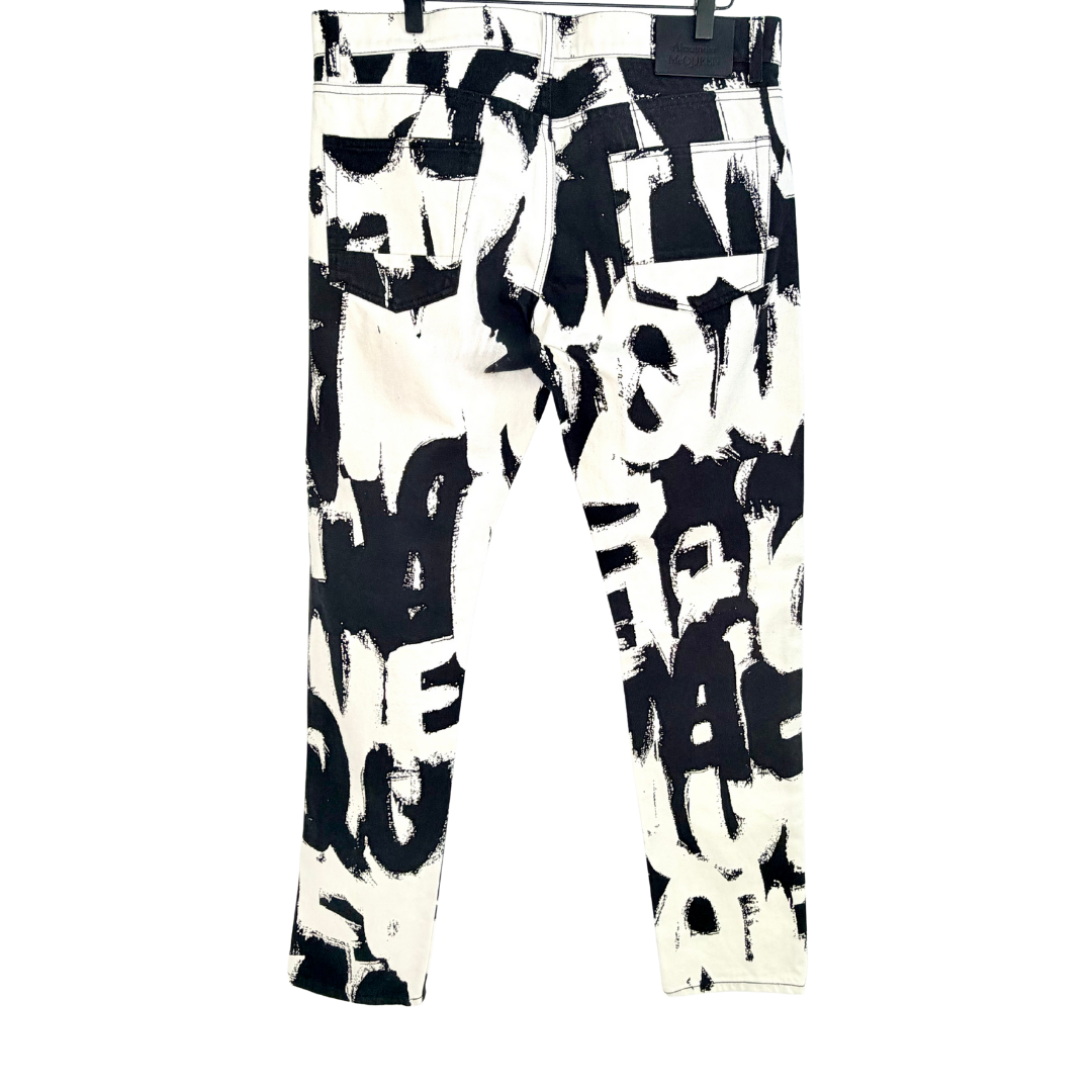Men's Alexander McQueen White & Black Denim