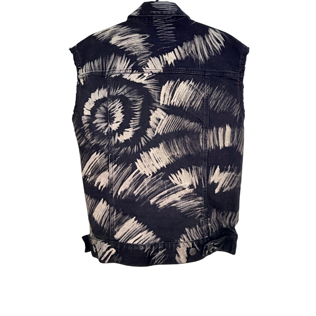 Men's Distressed Black Vest