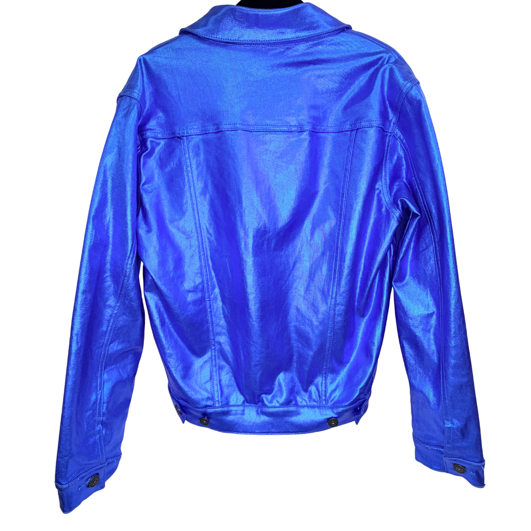 Men’s blue vinyl leather jacket
