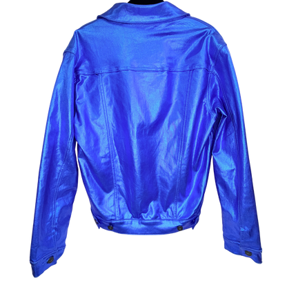 Men’s blue vinyl leather jacket