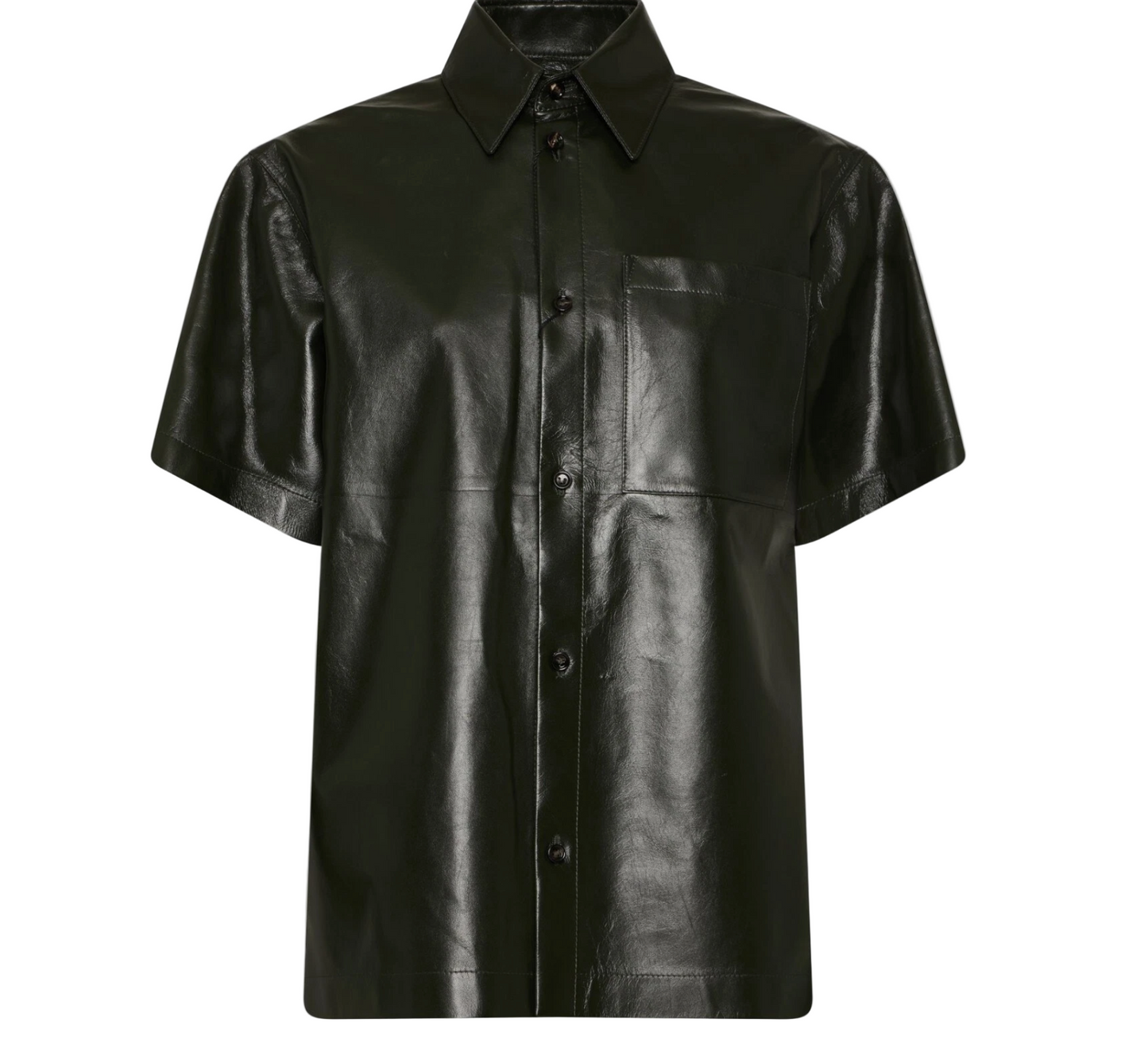 Men's Green Leather Bottega Veneta Archive Button Up